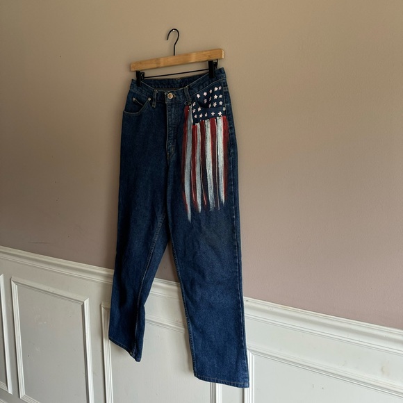 Vintage Michael G Jeans Womens 10 High Rise American Flag USA Patriotic VTG - Picture 7 of 8